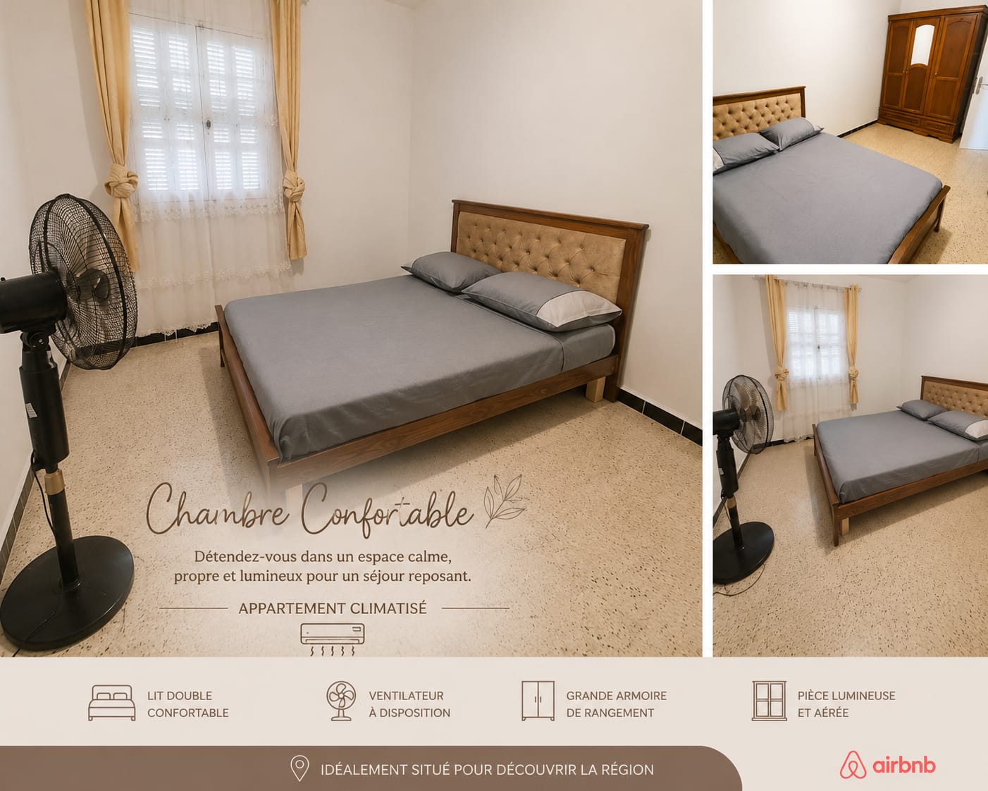 Chambre principale de l'appartement à Béjaïa